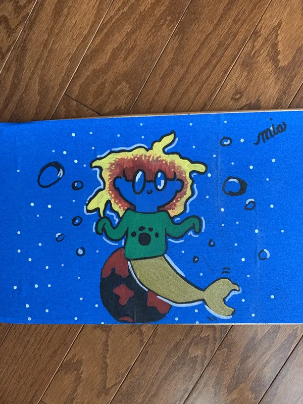 Artwork painted on a deck.
