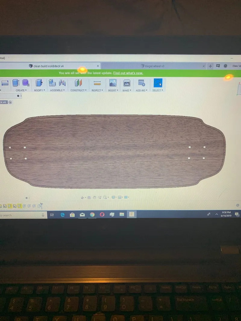 Top view of the deck outline in CAD.