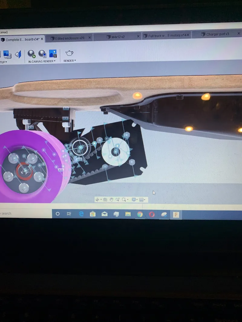 Motor mount and drivetrain modeled in CAD.